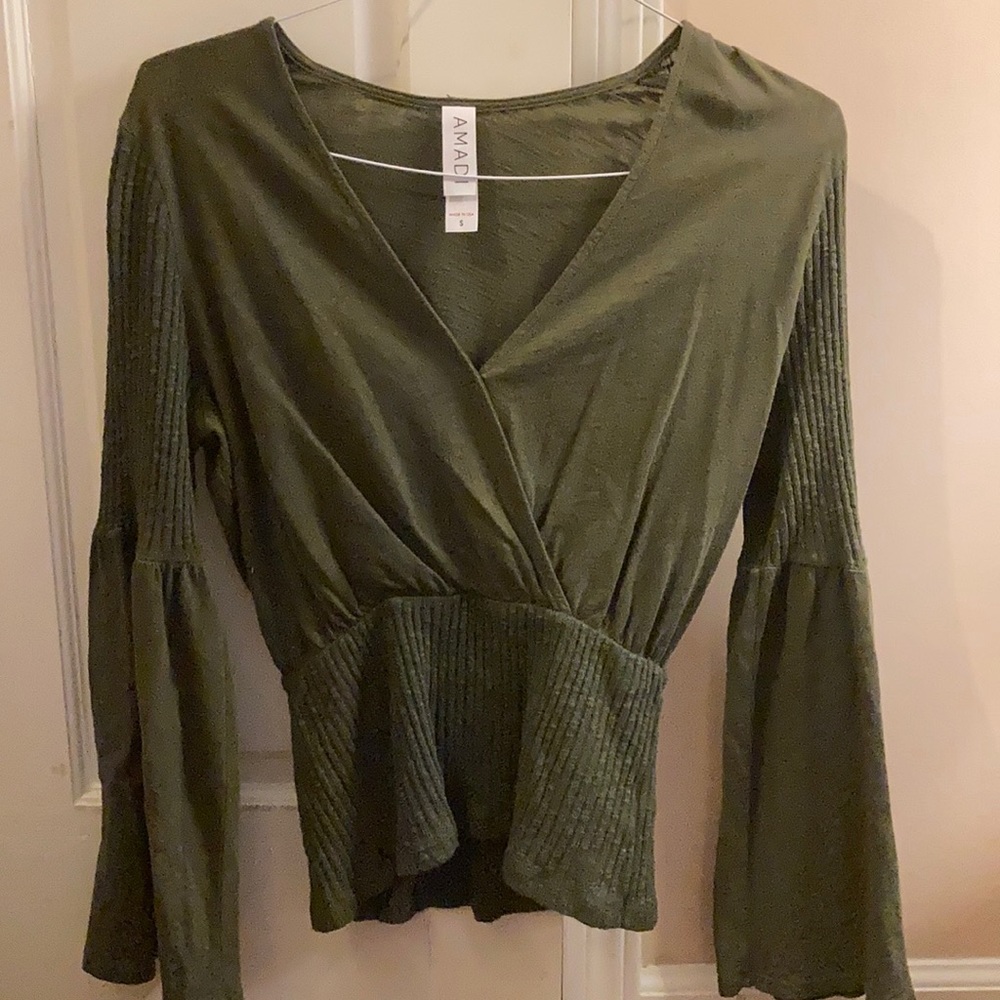 Anthropology Green Amadi Top. Size Small.